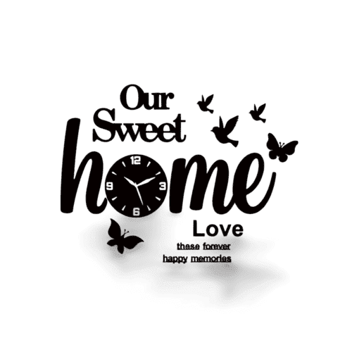 3D Butterflies And Sweet Home Clock